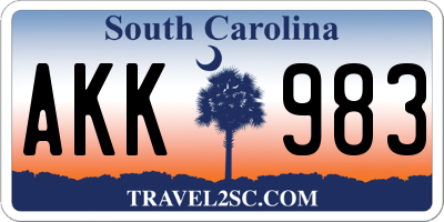 SC license plate AKK983