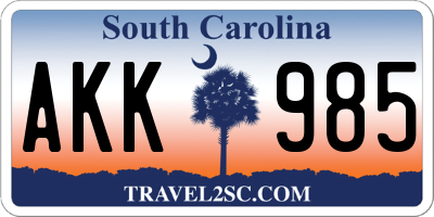 SC license plate AKK985