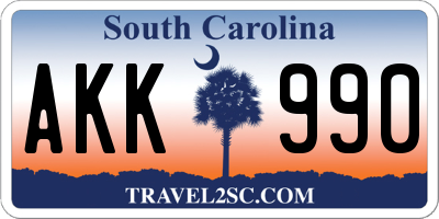 SC license plate AKK990