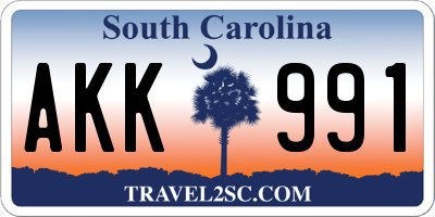 SC license plate AKK991
