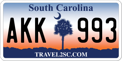 SC license plate AKK993