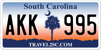 SC license plate AKK995