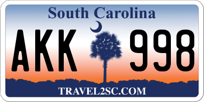 SC license plate AKK998