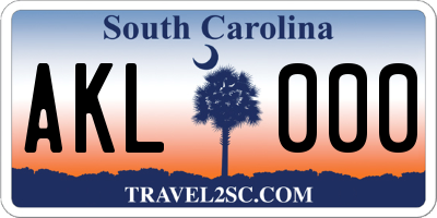 SC license plate AKL000