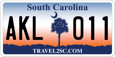 SC license plate AKL011