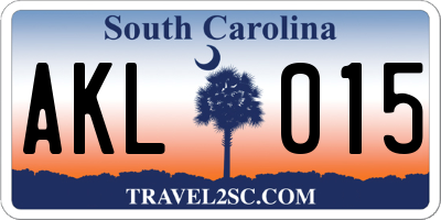 SC license plate AKL015