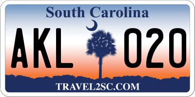 SC license plate AKL020
