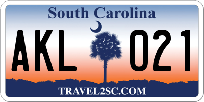 SC license plate AKL021