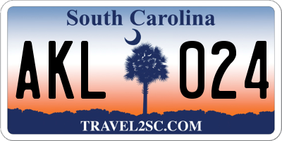 SC license plate AKL024