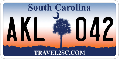 SC license plate AKL042