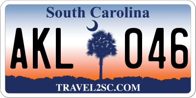 SC license plate AKL046