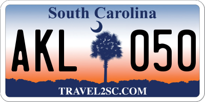 SC license plate AKL050