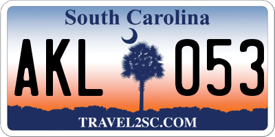 SC license plate AKL053