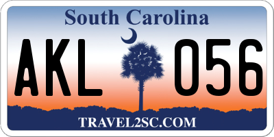 SC license plate AKL056