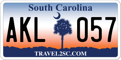 SC license plate AKL057