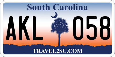 SC license plate AKL058
