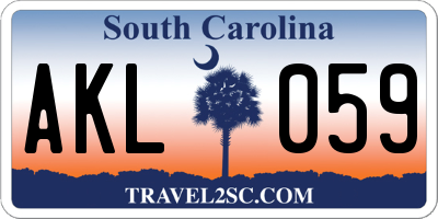 SC license plate AKL059