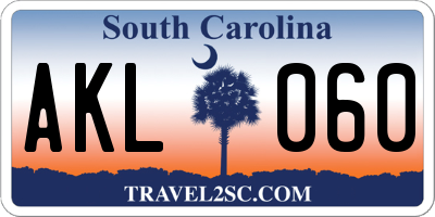 SC license plate AKL060