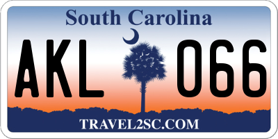 SC license plate AKL066