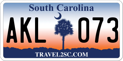 SC license plate AKL073