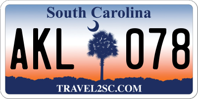 SC license plate AKL078
