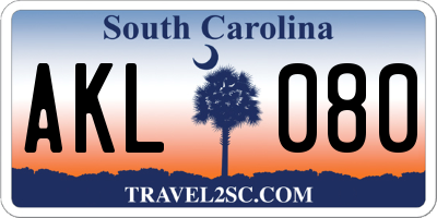 SC license plate AKL080