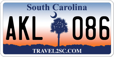 SC license plate AKL086