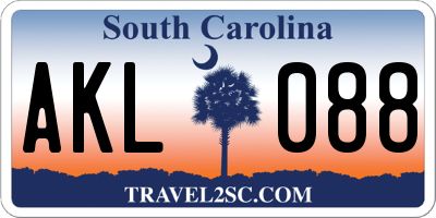 SC license plate AKL088