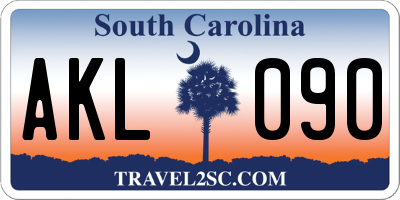 SC license plate AKL090