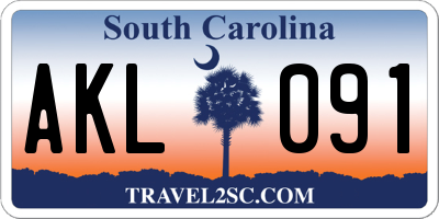 SC license plate AKL091