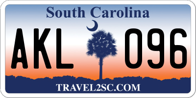 SC license plate AKL096