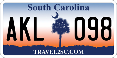 SC license plate AKL098