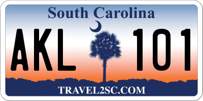 SC license plate AKL101