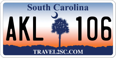 SC license plate AKL106