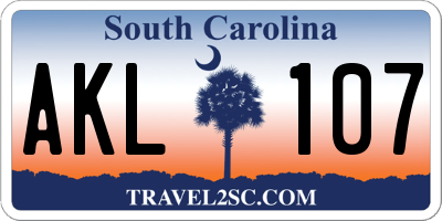SC license plate AKL107