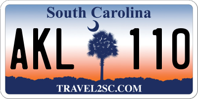 SC license plate AKL110