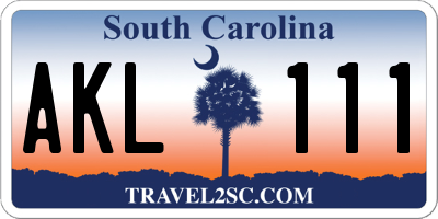 SC license plate AKL111