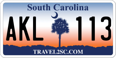SC license plate AKL113
