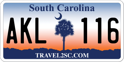 SC license plate AKL116
