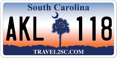SC license plate AKL118