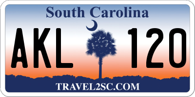 SC license plate AKL120
