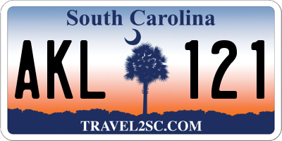 SC license plate AKL121