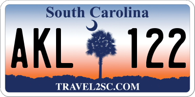 SC license plate AKL122