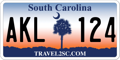 SC license plate AKL124