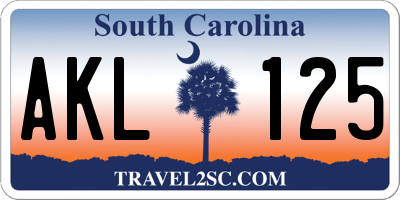 SC license plate AKL125