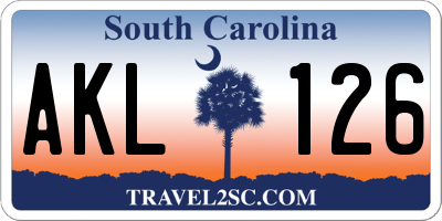 SC license plate AKL126