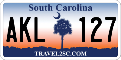 SC license plate AKL127