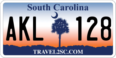 SC license plate AKL128