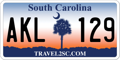 SC license plate AKL129