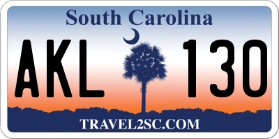 SC license plate AKL130